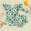 Set di abbigliamento Born Baby Girl Summer Outfit Clothes Cactus Ruffle Sleeve Pagliaccetto Body Pantaloncini a vita alta Set fascia