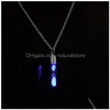 Pendant Necklaces New Glow In The Dark Time Hourglass Pendnat Necklaces Luminous Glass Phosphor Bottle Charm For Women Fashion Jewelry Dhspf