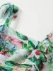 Sukienki ld linda della 2022 Projektant Summer Maxi sukienka Kobiety szyfon bownot ramię bohemian kwiatowy druk wakacyjny elegancka długa sukienka