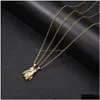 Pendant Necklaces 2Pcs/Lot Magnetic Hand In Pendant Necklace Matching Necklaces Jewelry For Couple Friendship Valentines Day Drop Deli Dhjl2