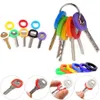 24 32st Rund Soft Silicone Hollow Multi Color Rubber Keys Locks Cap täcker Keyring Elastic Case Keychains283J