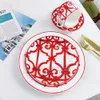 European Set, Bone China Dinner Plate, Spanish Red Art Design Tableware, Romantic Home Kitchen, Dessert, Steak Tool, Coffee Cup