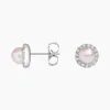 Orecchini a bottone S925 Gioielli in argento sterling Rosa Perla coltivata d'acqua dolce Diamante (5 mm)