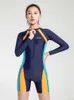 2023 Nuovo costume da bagno di grandi dimensioni da donna Sport One Piece conservatore a maniche lunghe professionista studente dimagrante produttore all'ingrosso