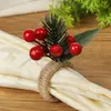 6pcslot jul naturlig jute servettringar xmas bord tall hållare blomma handduk spänne bröllop ornament 2023 240304