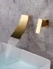 ゴールドブラック分離されたバスルームシンク蛇口壁に取り付けられた滝のスタイルコールドベイスンウォーターミキサークロムTAP1188712