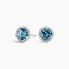 Boucles d'oreilles en argent Sterling S925, bijoux avec topaze bleue de Londres et diamant