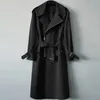 Элегантная мужская куртка, длинный корейский модный Тренч с лацканами для мужчин, роскошная повседневная ветровка, мужское пальто, весеннее пальто, мужское 240228