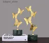 Dekorativa föremål Figurer Europeiska stil Butterfly Art Decoration Harts Model Staty Handikraft Skulptur vardagsrum sovrum hem dekoration a2218 l240306