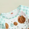 Kleidungssets Thanksgiving Baby Mädchen Outfit Kleinkind Jungen Set Halloween Kürbis Print Tops und karierte Hose Säuglingsanzüge