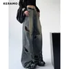 Frauen Jeans Retro Hollow Out Wide Bein Baggy Casual Style Jeanshose Harajuku Vintage Loose 2024 Winter Modehosen