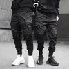 Streetwear Black Mens Harem Joggers Pants Męski ładunek Hip Hop swobodne kieszenie dresowe spusty mody 240228