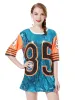 Dress Cheerleaders Stage Performance Clothing Loose Oversized Causal 85 Letter Shift Sequin T Shirt Mini Dress HipHop Long Tee