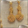 Paramètres de bijoux Paramètres de bijoux Dubaï Inde Ensembles de couleur or pour femmes Collier de fleurs africaines Boucles d'oreilles Fête de mariage Aessorie Dhsnn