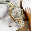 Rolaxs horloge Zwitserse horloges Diamond Lmjli 41 mm grote wijzerplaat Es Heren automatisch mechanisch 904l roestvrijstalen polshorloge bruin gezicht Uc8q