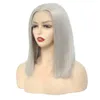 Parrucche per capelli Corti diritti serici Caschetto grigio Parrucche sintetiche Parte centrale Nastro Grigio Parrucca anteriore in pizzo naturale Cosplay quotidiana Abbigliamento donna 240306