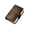 New anti-theft brush dollar clip Caon Fiber Protector Credit Card Holder Tarjetero Hombre RFID Leather Single Box Smart Wallet Slim Pop Up Card Case 240306