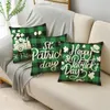 Yastık Mrl St. Patrick Günü Tema Yastık Kılıfı Yeşil ve Siyah Kafes Dört yapraklı Yonca Desen Kapak Kanepe Dekor 40/45/50cm