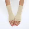 Genouillères Manches tricotées Bracelet sans doigts Accessoires de vêtements Bras chaud Automne et hiver Étudiants Gants demi-doigts féminins