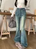 Slergiri Korean Fashion Vintage Flare Jeans Womens Y2k Stretch Slim Trousers Streetwear Casual Ladies Bell Bottom Denim Pants 240306