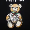 2024 Primavera / Verão Moschinoes Camiseta feminina Teddy Bear mão desenhada esboço impressão solta encaixe unissex manga curta camiseta puro algodão versão moderna yhe1