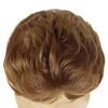 Peruki do włosów syntetyczna brązowa krótka kręcona peruka dla mężczyzn puszysta fryzura naturalna pixie krojona z grzywką odporną na ciepło codziennie 240306