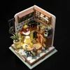 Arquitetura / DIY House Coffee Shop Baby House Kit Mini DIY Handmade 3D Puzzle Montagem Modelo de construção Brinquedos Decoração de quarto de casa com móveis de madeira