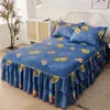 3 pièces literie jupe de lit avec 2 pièces taies d'oreiller couvre-lit de mariage drap de lit couverture de matelas complet double reine King Size draps 240304