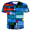남자 티셔츠 기하학적 디자인 3D 어린이 티셔츠 남성 여름 짧은 슬리브