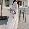 Dress 2023 New Summer Fashion Age Reducing Doll Neck Panel Button Casual Loose and Simple Texture Short Sleeve Solid Color Dress