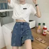 Shorts hög midja denim shorts byxor allmatch aline smal vintage mode koreansk stil streetwear studenter ulzzang fritid ins