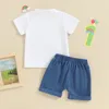 Zestawy odzieży BUMINGNA Baby Boy Girl Pierwszy strój urodzinowy z krótkim rękawem T-shirt T-shirt z spodenkami