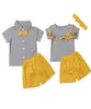 Summer Siblings Matching Clothes Newborn Baby Sister Brother SetS Short Sleeve T Shirt Yellow Shorts Twins Outfits A0145 Y2007135638746