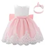 Babykleid Baby Mädchen Taufkleid Taufkleid Schleifen Mädchen Kleider Stirnband Geburtstag Baby Mädchen Designer Kleidung Einzelhandel A80611487041