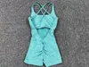 Sexig rygglös Scrunch Sporty Tight Jumpsuit Raises Butt PlaySuit Women Romper Summer Gym Fitness Kort overaller One Pieces Set 240305