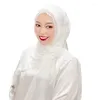 Ethnic Clothing Muslim Beaded Hijab Adult Solid Color Hat Women Soft With Diamonds Female Shawl Wrap Amira Style Arab Turkey