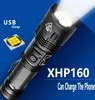 160 LED Super Bright Flashlight USB充電式70 2 50ズームトーチランタン使用5000MAH 18650 26650バッテリー400000LMS 2105664434