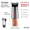 Automatic Salt Pepper Grinder Set Electric Plastic Ceramic Burr Mill For Herb Pepper Spice Adjustable Kitchen Grinding Gadgets 240304