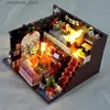 Architecture/DIY House Christmas Casa DIY Wooden Dollhouse Kit Assembled Miniature Snowman Doll House with Furniture Toys for Friends Gifts