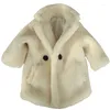 Down Coat Boys Furry Fur Yttherkläder Fashion Girls Lose Faux Long Jacket Thicke For Kids Warm Casual Windbreaker