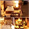 Arkitektur/DIY House Doll House Accessories Wood Miniature Dollhouse Furniture Kit med LED Toys for Children Case de Boneca Birthday Present