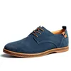 Nya mäns casual skor 45 Suede Leather Shoes 46 47 Stora herrskor Lace Up Non-Silp Black 43