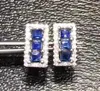 Stud Natural Sapphire Stone Stud Earrings 925 Silver Natural Blue Gemstone Earring Women Elegant Fashion for Party 2210222404356