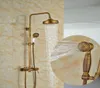 Whole and Retail Classic Antique Brass Round Rain Shower Head Head Shower Collume Mixer Tap W Tub Spout9468454