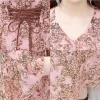 Dress Long Sleeve Dress Women Floral Elegant Korean Style Sundress Holiday Allmatch Vneck Design New Arrival Leisure M4XL Hot Sale