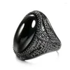 Pierścienie klastra WBMQDA Modna czarny kamienny palec dla kobiet gotycka biżuteria 7-11 Wielka rozmiar mężczyzn Pierścień Blue Stones 3 Kolor Select 2024