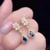 Stud natural blue sapphire drop earrings 925 silver Natural gemstone earring elegant water Flower woman party gift fine jewelry 224656505