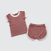Комплекты одежды HITOMAGIC 2024, детская летняя одежда, одежда для маленьких мальчиков и девочек, шорты, комплект из 2 предметов для маленьких девочек
