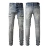 Nya jeans män designer jeans högkvalitativa modemän jeans cool stil lyxdesigner denim byxa orolig rippad cyklist svart blå desig
