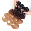 1B/4/27 Ombre Color Brazilian Peruvian Indian 100% Human Hair Extensions 3 Bundles Straight Body Wave Three Tones Color